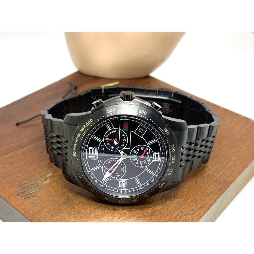 Gucci Men's Watch YA126217 G-Timeless Swiss Quartz Chronograph Black Steel 46mm - Picture 9 of 15